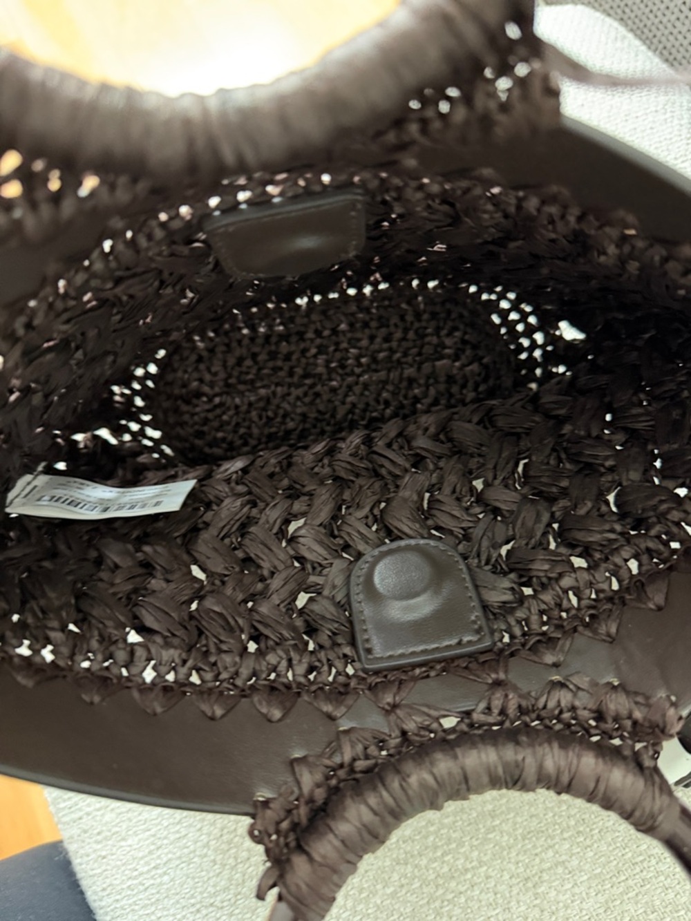 Zara Dark Brown Woven Round-Handle Tote - Picture 3 of 4